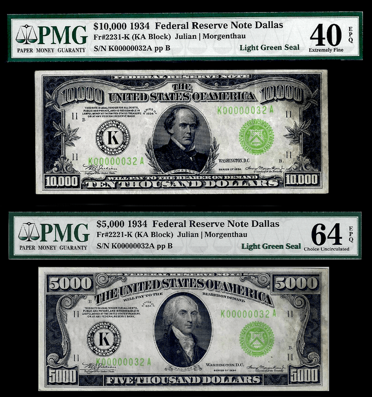 FR 2221k | FR 2231k | $10,000 | $5,000 Matching Serial #'s 45