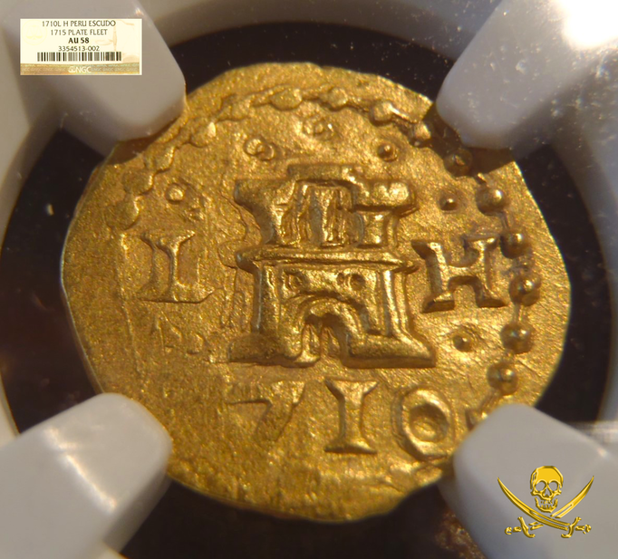 Peru 1 Escudo 1710 "1715 Plate Fleet Shipwreck" NGC 58
