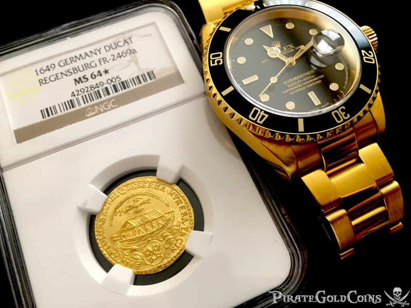 GERMANY "NOAH'S ARK" 1649 DATED GOLD DUCAT COIN NGC 64 2