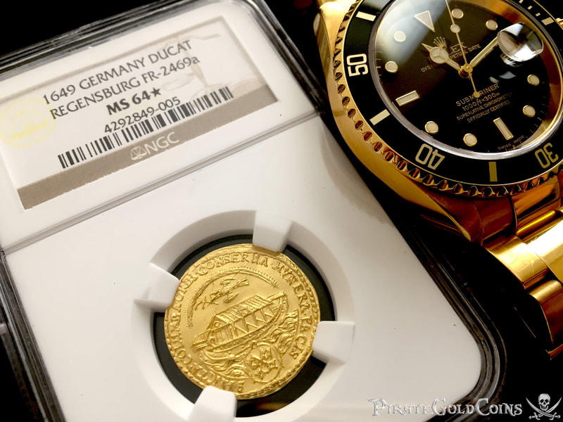 GERMANY "NOAH'S ARK" 1649 DATED GOLD DUCAT COIN NGC 64 4