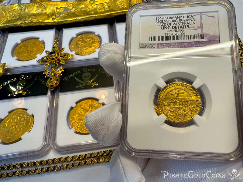 Germany 1649 Ducat "Noah's Ark" NGC UNC 3