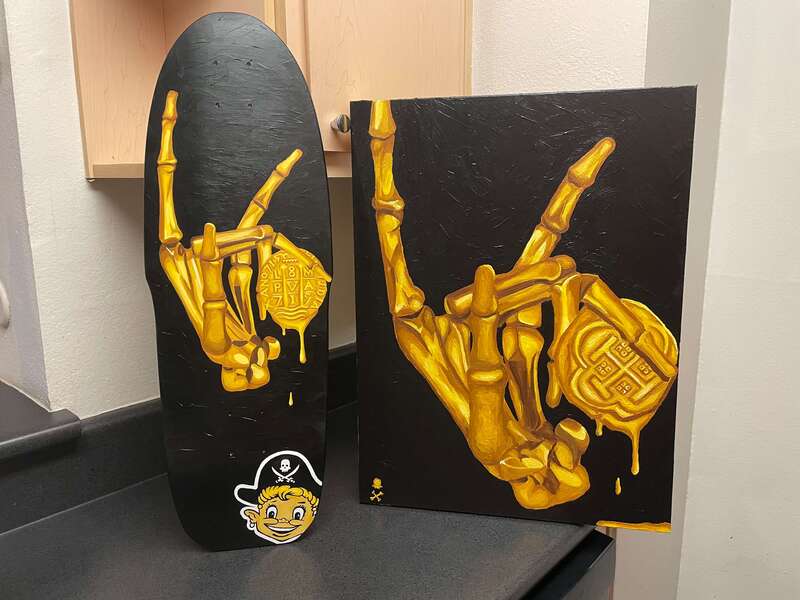 Treasure Paintings by JR Bissell: Golden Skeleton Hand 7
