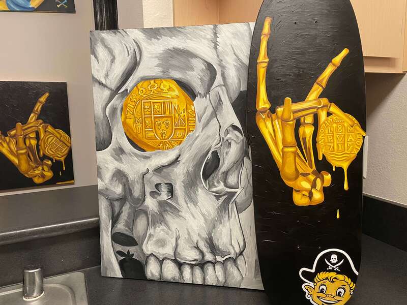 Treasure Paintings by JR Bissell: Golden Skeleton Hand 8