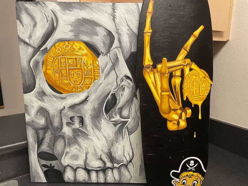 Treasure Paintings by JR Bissell: Golden Skeleton Hand 9