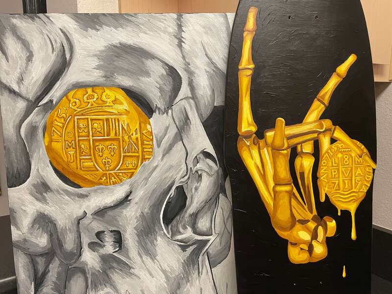 Treasure Paintings by JR Bissell: Golden Skeleton Hand 10
