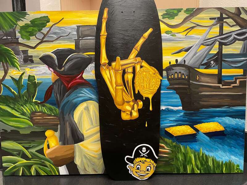 Treasure Paintings by JR Bissell: Golden Skeleton Hand 14