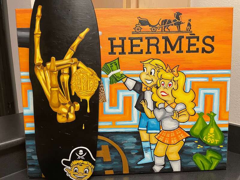 Treasure Paintings by JR Bissell: Golden Skeleton Hand