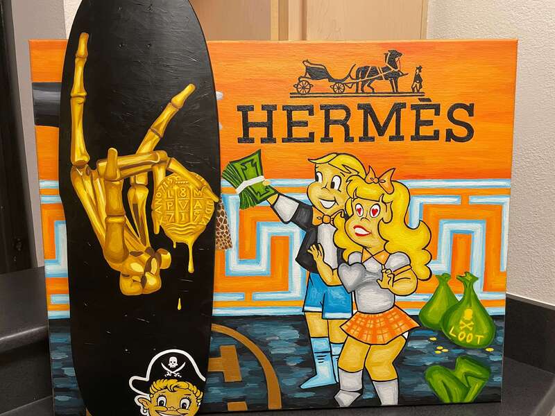 Treasure Paintings by JR Bissell: Golden Skeleton Hand 5