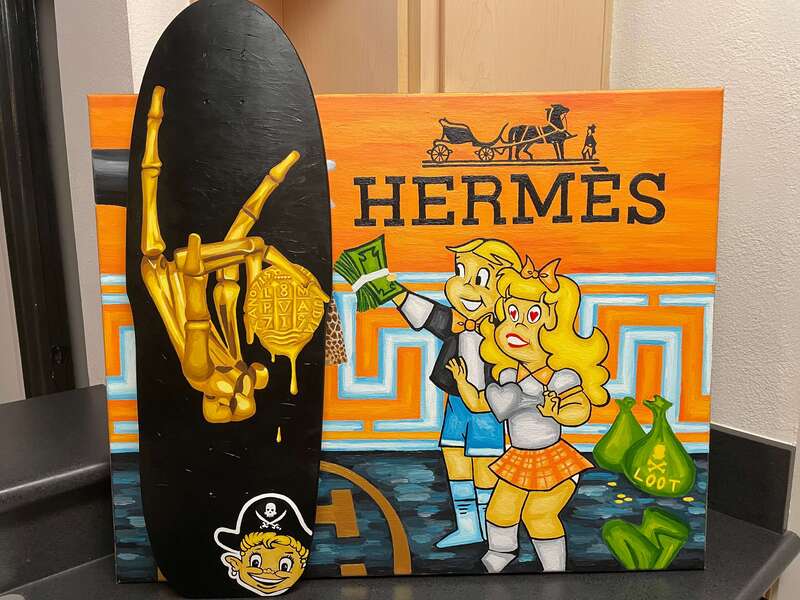 Treasure Paintings by JR Bissell: Golden Skeleton Hand 6