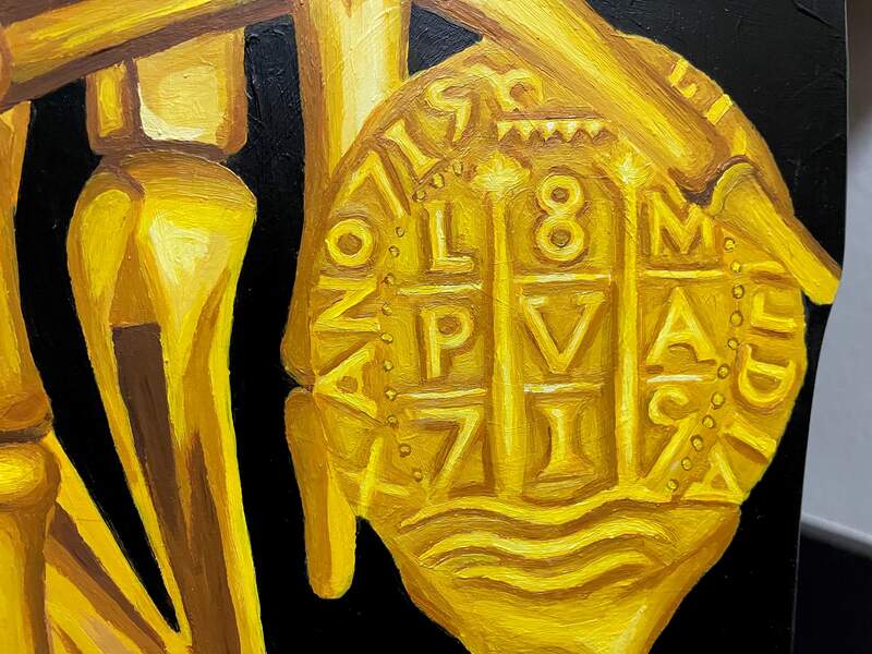 Treasure Paintings by JR Bissell: Golden Skeleton Hand 15