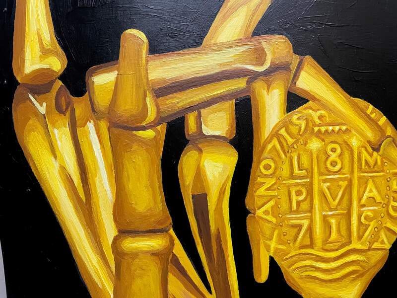 Treasure Paintings by JR Bissell: Golden Skeleton Hand 16