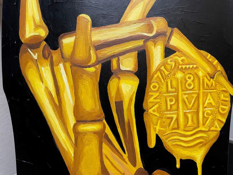 Treasure Paintings by JR Bissell: Golden Skeleton Hand 18