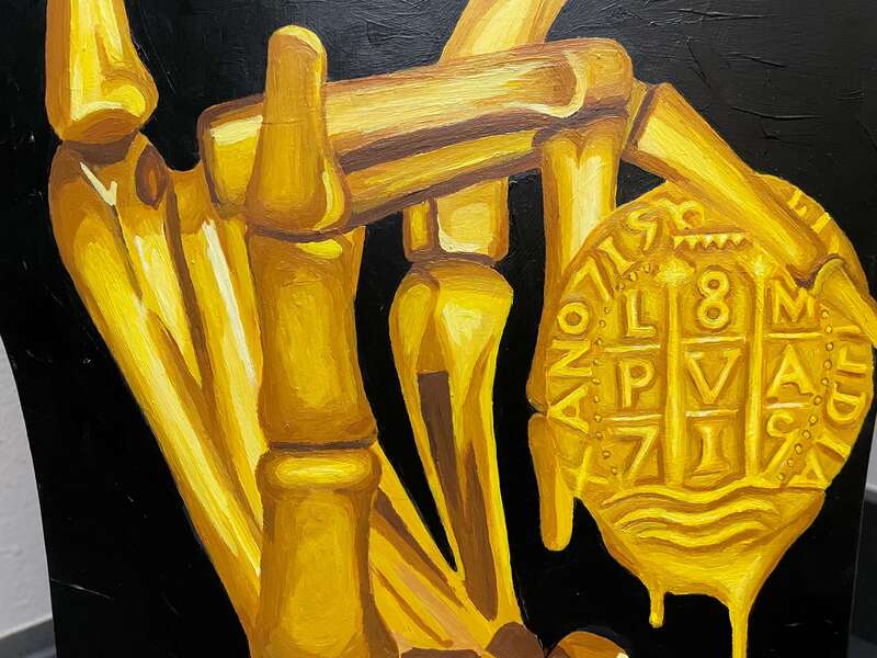 Treasure Paintings by JR Bissell: Golden Skeleton Hand 17