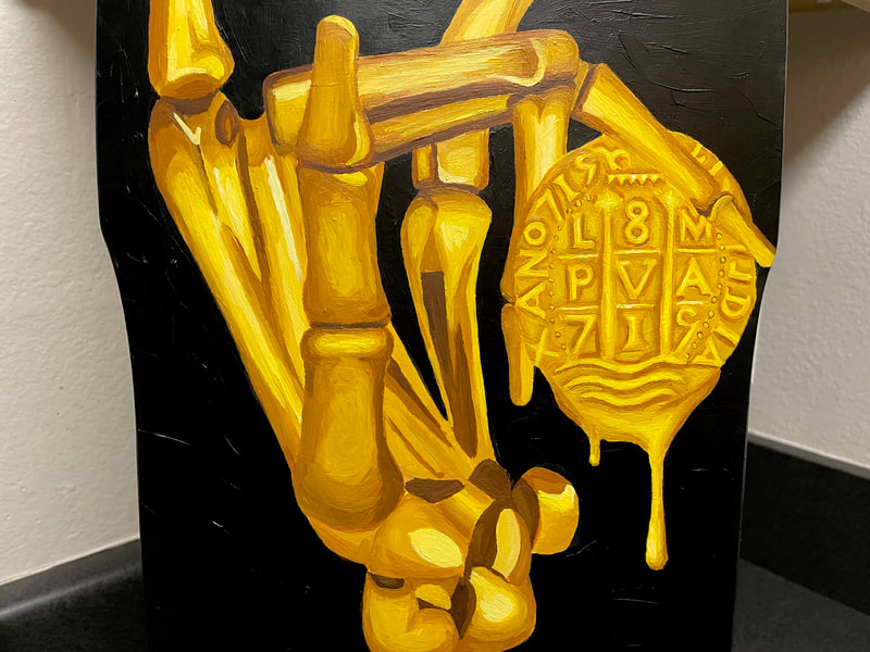 Treasure Paintings by JR Bissell: Golden Skeleton Hand 21