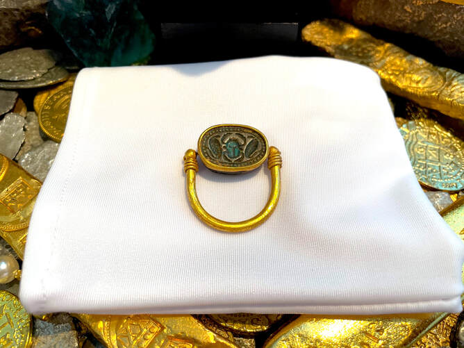 Egyptian Gold Scarab Ring 1200-1000 BC