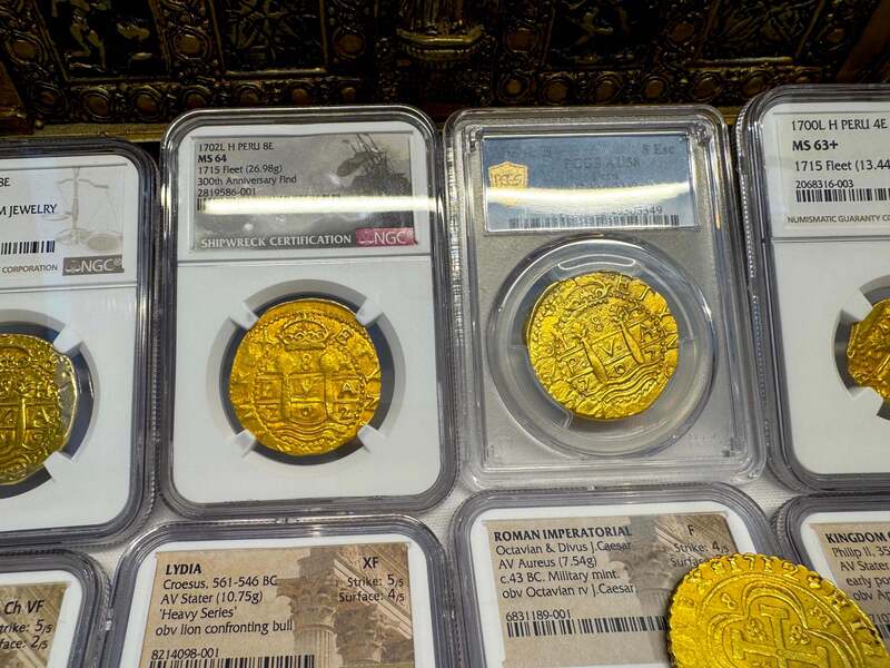 Peru 8 Escudos 1707 "1715 Fleet Shipwreck" PCGS 58 71