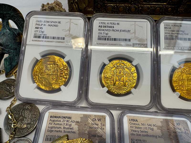 Peru 8 Escudos 1707 "1715 Fleet Shipwreck" PCGS 58 46