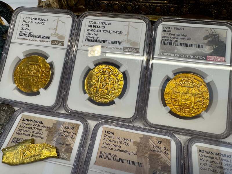 Peru 8 Escudos 1707 "1715 Fleet Shipwreck" PCGS 58 47