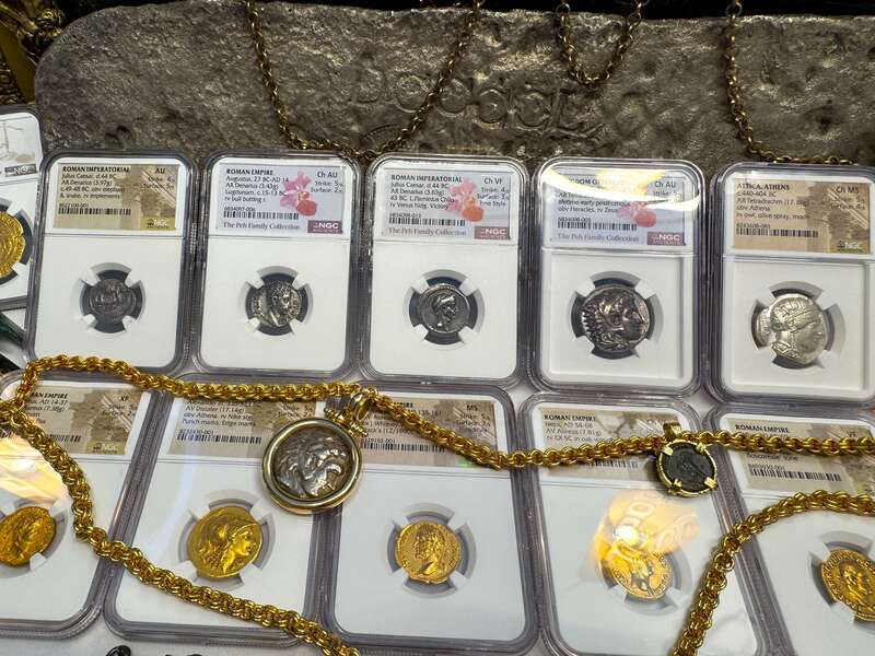 Roman Empire "Augustus" Denarius NGC AU 5x2 13