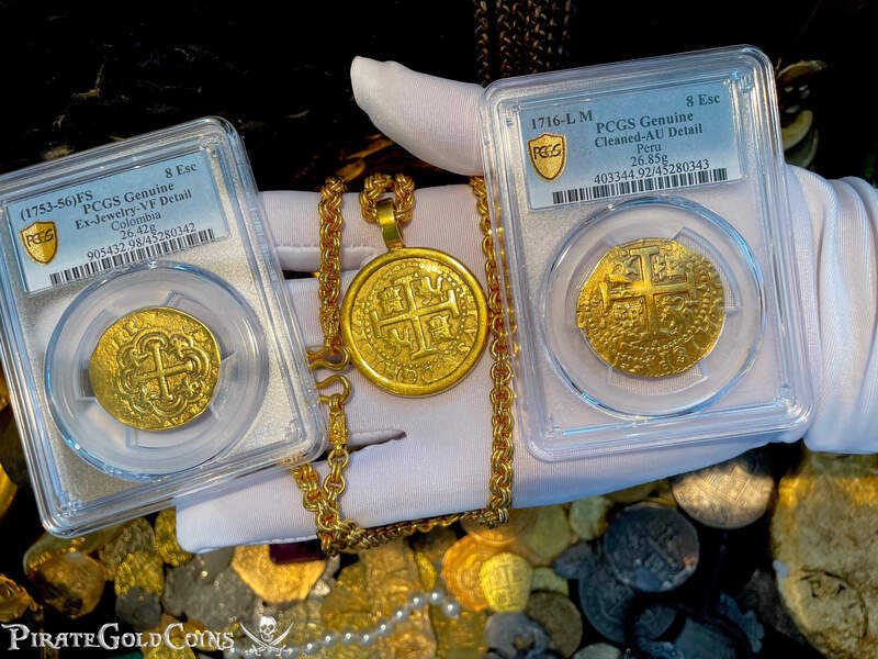 Peru 8 Escudos 1712 "1715 Fleet Shipwreck" Plate Coin Pendant 25