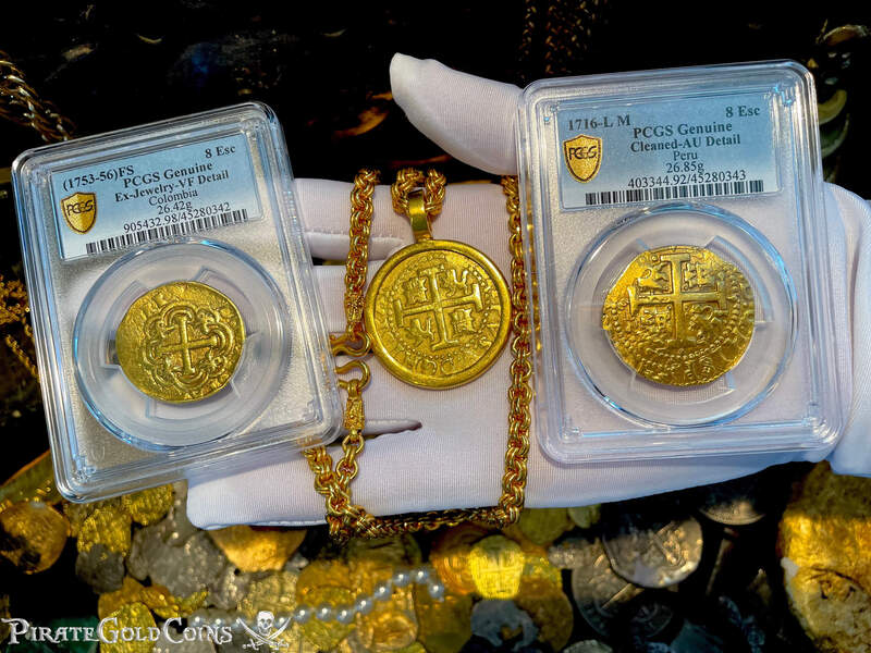 Peru 8 Escudos 1712 "1715 Fleet Shipwreck" Plate Coin Pendant 28