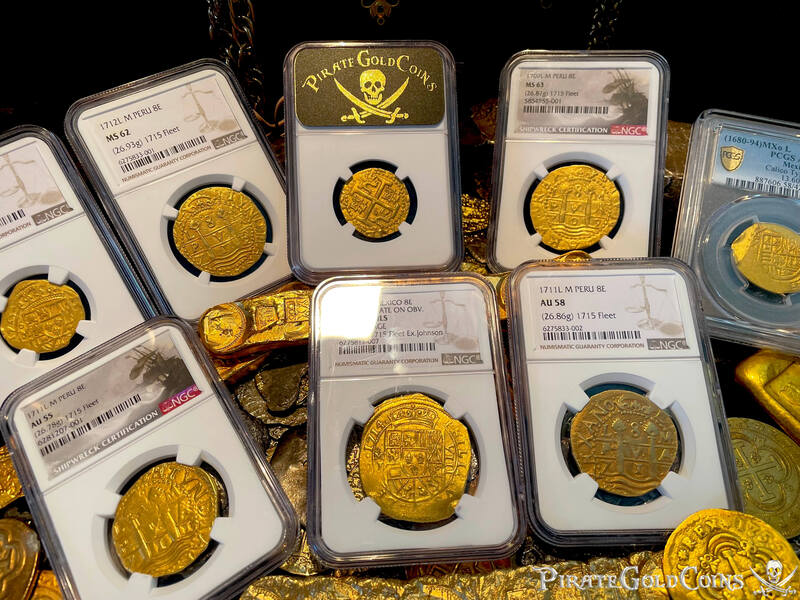 Mexico 8 Escudos 1714 "1715 Fleet Shipwreck" NGC UNC Dets 24