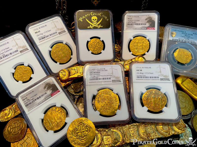 Mexico 8 Escudos 1714 "1715 Fleet Shipwreck" NGC UNC Dets 25