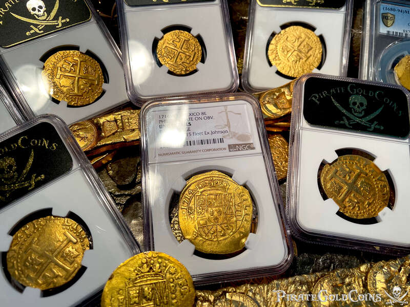 Mexico 8 Escudos 1714 "1715 Fleet Shipwreck" NGC UNC Dets 22