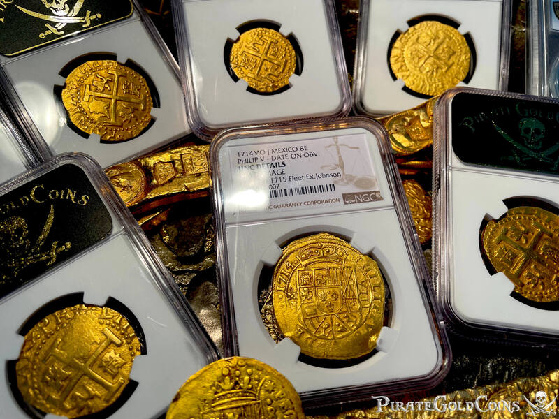 Mexico 8 Escudos 1714 "1715 Fleet Shipwreck" NGC UNC Dets 17