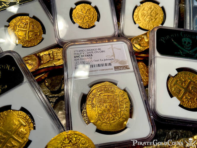 Mexico 8 Escudos 1714 "1715 Fleet Shipwreck" NGC UNC Dets 20