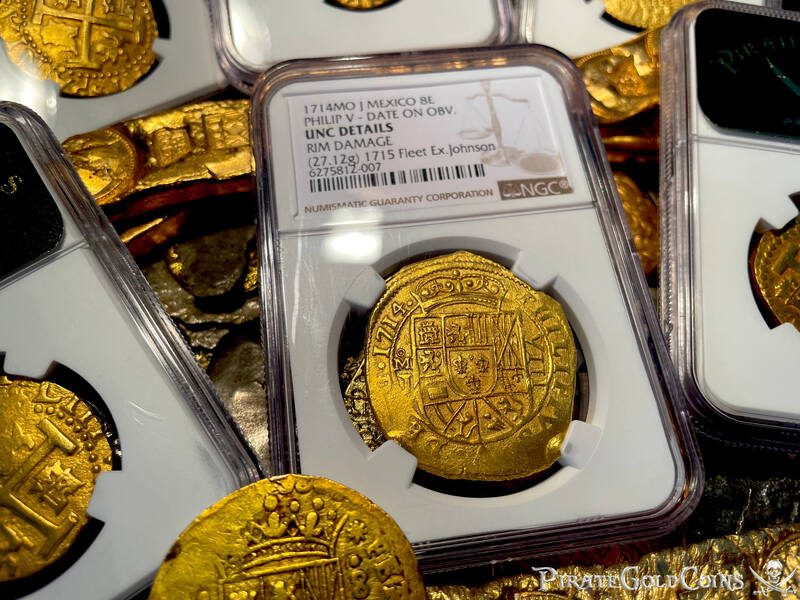 Mexico 8 Escudos 1714 "1715 Fleet Shipwreck" NGC UNC Dets 23