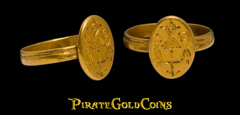 Byzantine Gold Ring with Christ and Saints with Cross 6-7th Century