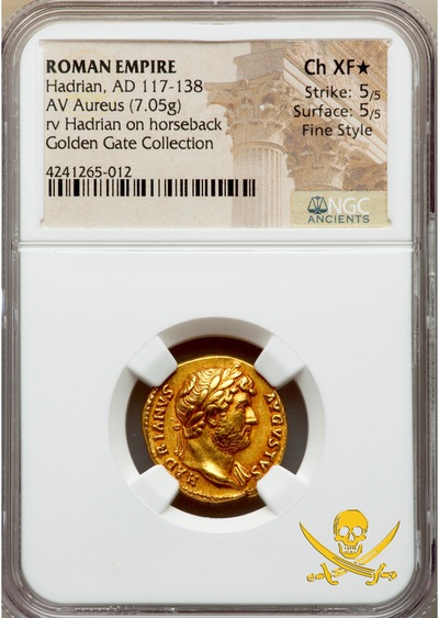 Roman Empire "Hadrian" Exceptional Piece NGC Ch XF 5X5 Fine Style 2