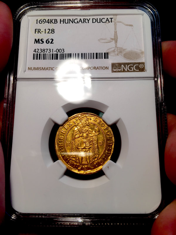 Hungary  1694  "Dated"  Leopold  Ducat  NGC 62  "Madonna" Coin 4