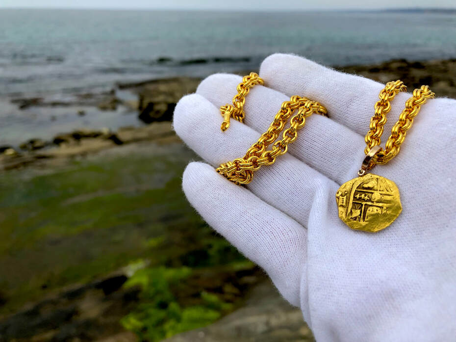 Spain 2 Escudos 1621-65 "Brute Style- Error" Pirate Gold Coins Jewelry Treasures