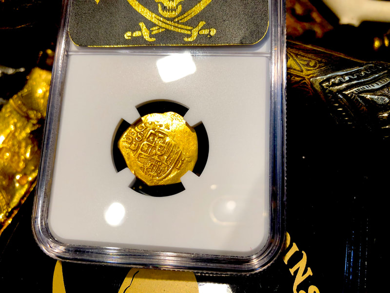 Spain 1 Escudo 1611 "Dated" NGC 45 Pirate Gold Coins 7