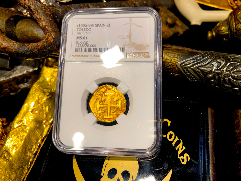 Spain 2 Escudos 1556-98 "Toledo Mint" NGC 61 2