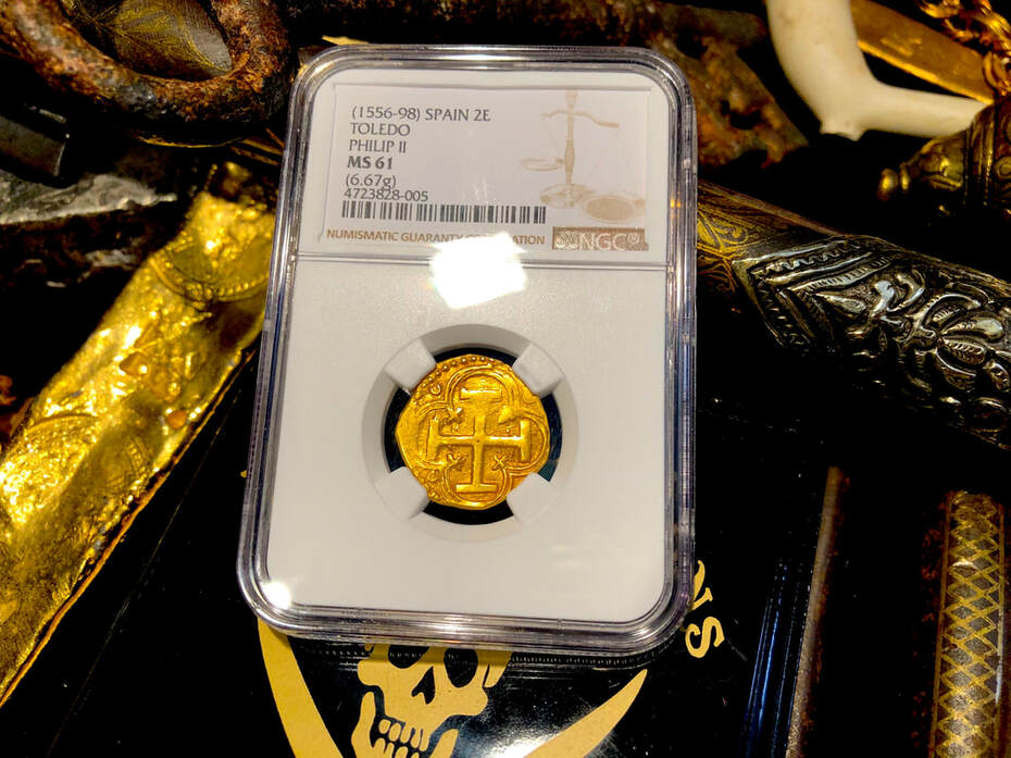 Spain 2 Escudos 1556-98 "Toledo Mint" NGC 61