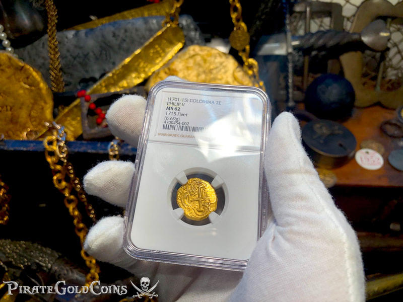 Colombia 2 Escudos Part Dated "1715 Fleet Shipwreck" NGC 62 2