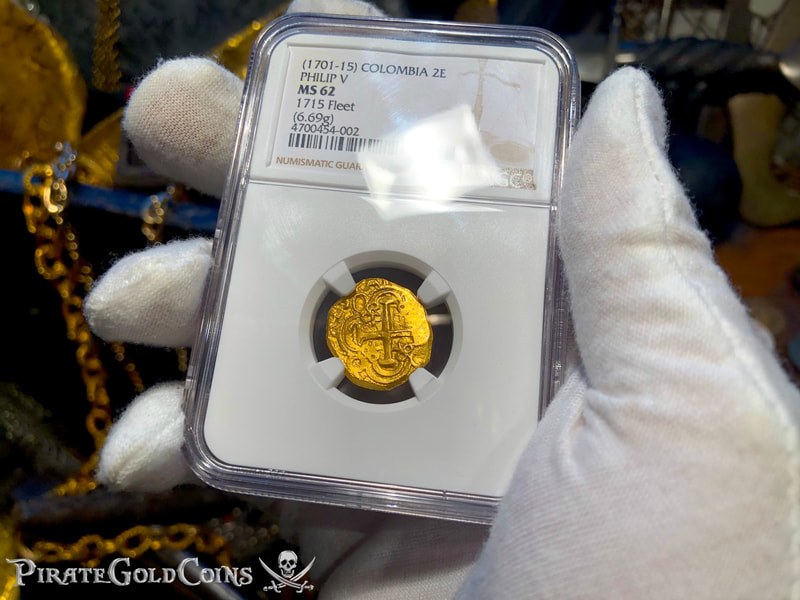 Colombia 2 Escudos Part Dated "1715 Fleet Shipwreck" NGC 62 3