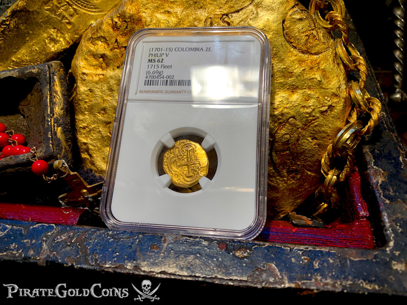 Colombia 2 Escudos Part Dated "1715 Fleet Shipwreck" NGC 62 4