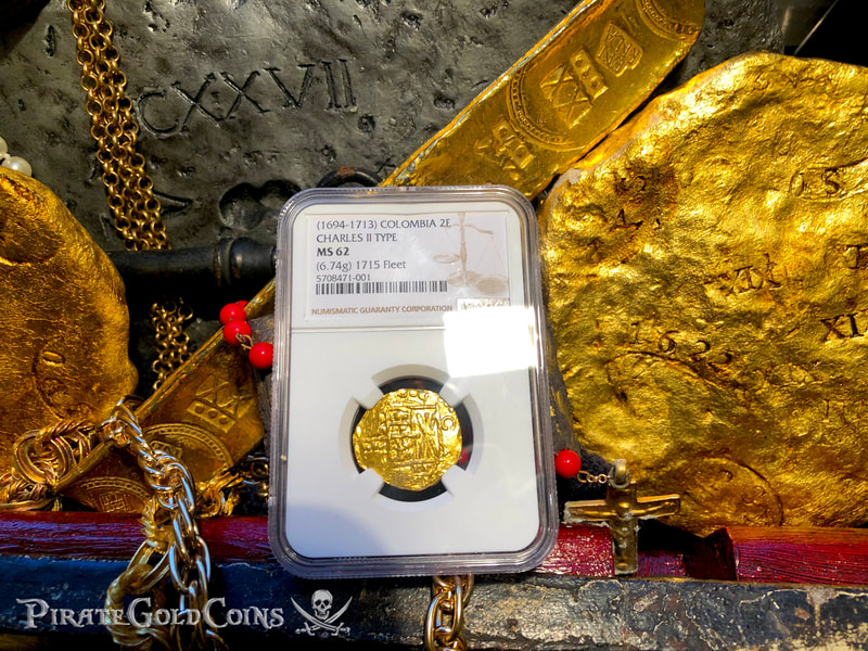 Colombia 2 Escudos 1694-1713 "1715 Fleet Shipwreck" NGC 62 3
