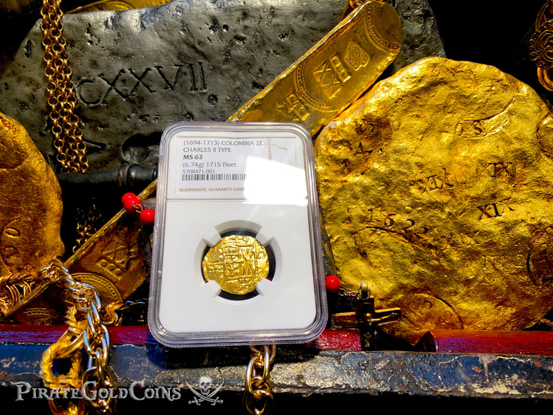 Colombia 2 Escudos 1694-1713 "1715 Fleet Shipwreck" NGC 62 5