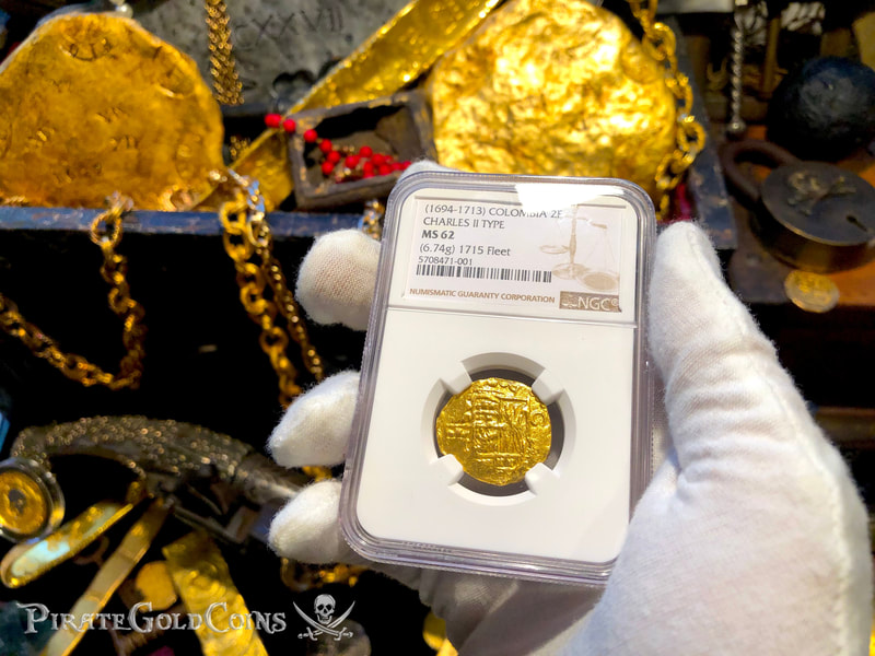 Colombia 2 Escudos 1694-1713 "1715 Fleet Shipwreck" NGC 62 10