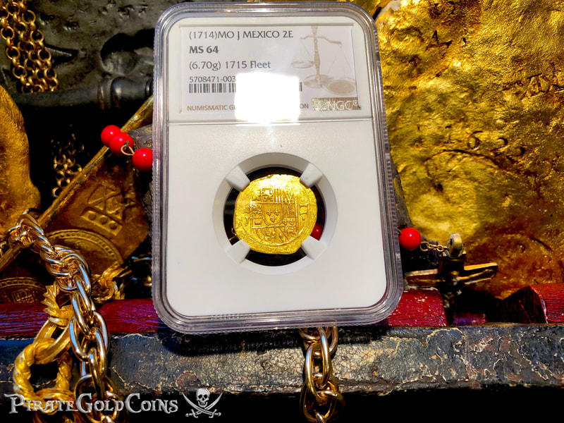 Mexico 2 Escudos 1714 "1715 Fleet Shipwreck" NGC 64 2