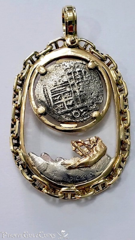 Mexico 1 Real 1607-17 "Atocha 1622 Shipwreck" Chain Link Pendant 2
