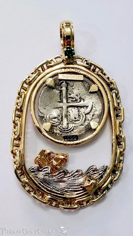 Mexico 1 Real 1607-17 "Atocha 1622 Shipwreck" Chain Link Pendant
