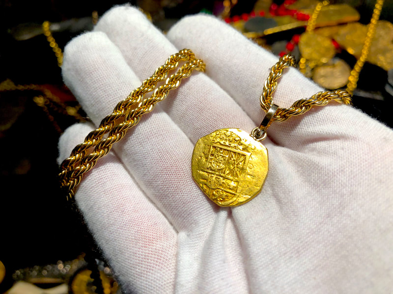 Spain 2 Escudos 1610 "Dated" Pirate Gold Coins Jewelry Treasures 8