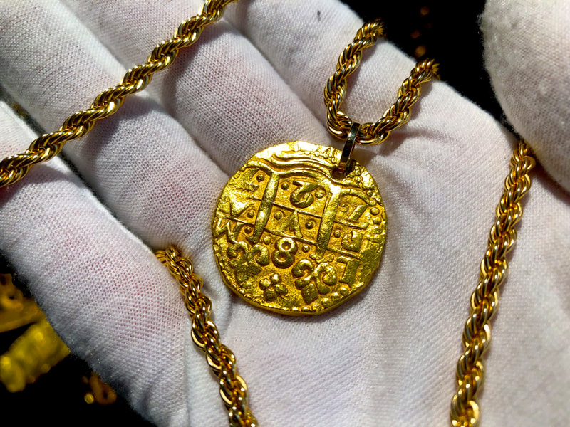 Peru 8 Escudos 1727 "Bold Strike" Pirate Gold Coins Jewelry Treasures 2