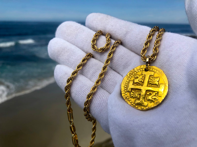 Peru 8 Escudos 1727 "Bold Strike" Pirate Gold Coins Jewelry Treasures 14